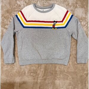 Disney Mickey Mouse VINTAGE Red Blue Stripe Embroidered Sweatshirt Unisex Size M